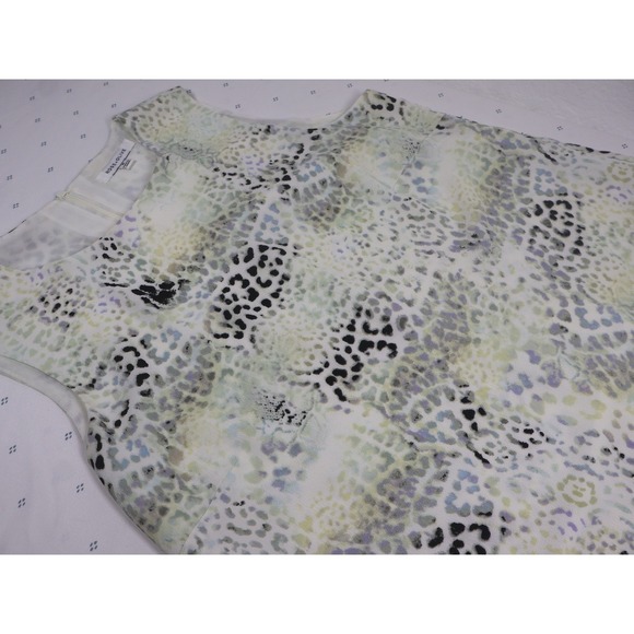 Rose + Olive Animal Print Sleeveless Top Medium Abstract Layered Tank Blouse M - Picture 2 of 9